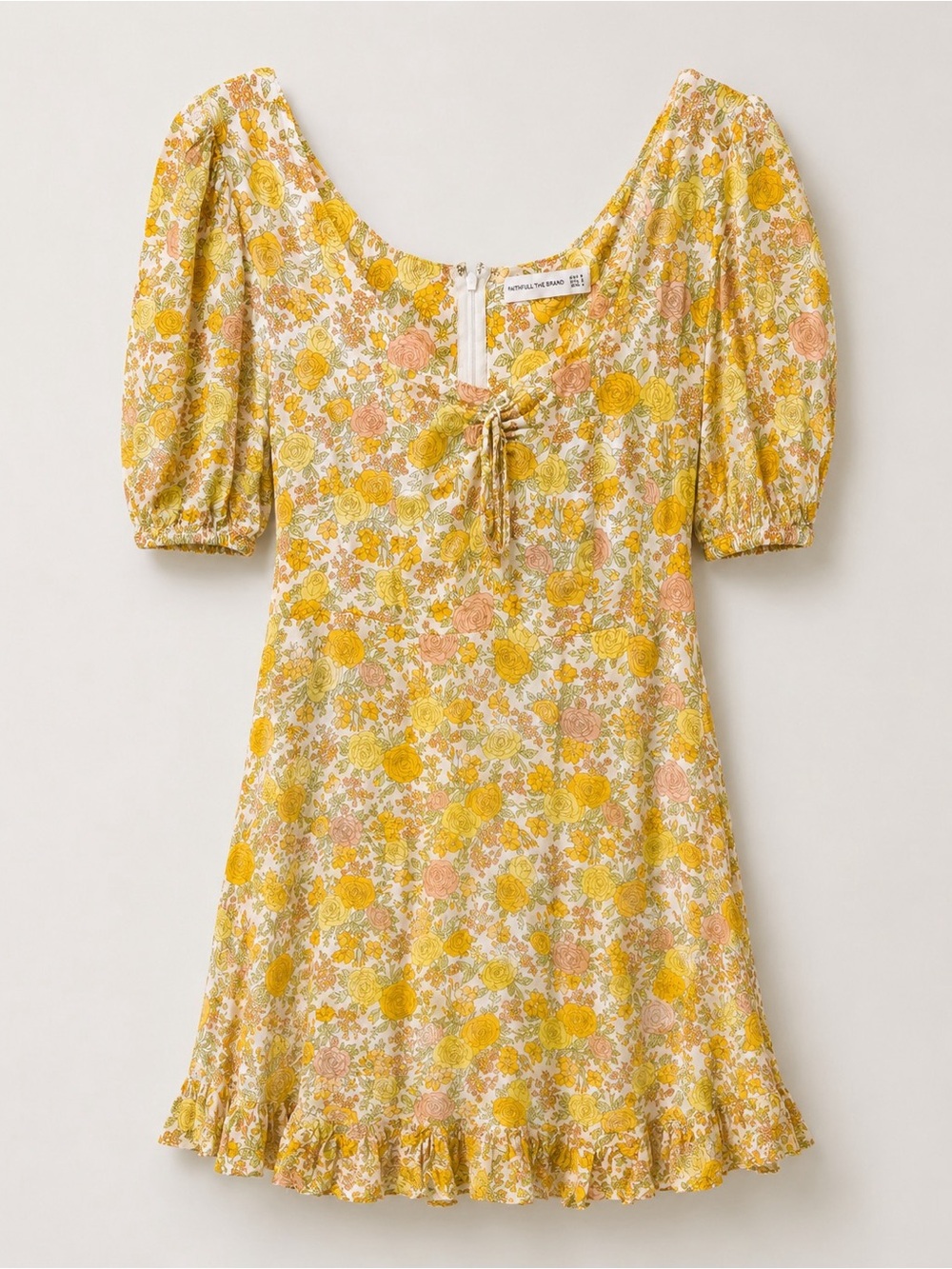 Faithfull The Brand Agathe Mini Dress Garden Floral Puff Sleeve Size S / US4